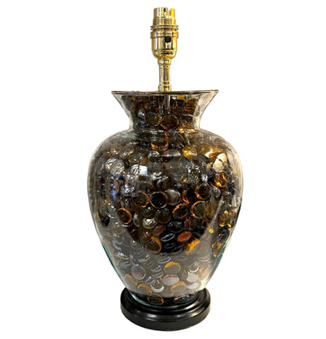 DEC25 - Brown Glass Filled Tulip Glass Table Lamp