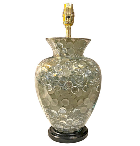 DEC26 - Clear and Frosted Glass Filled Tulip Glass Table Lamp
