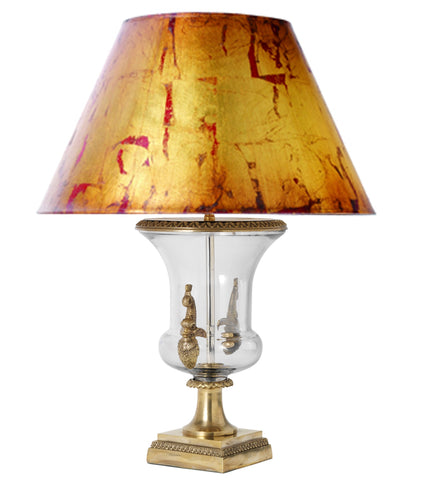 T3-015 - Glass Urn Table Lamp with Dolphin Handles