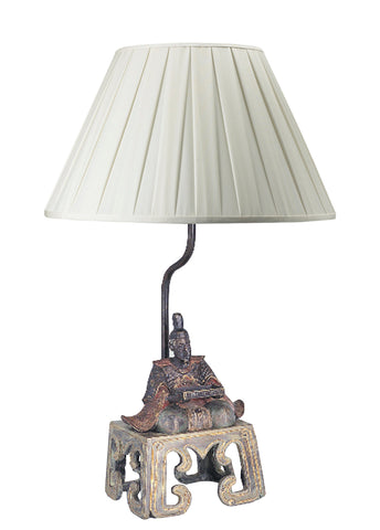 T6-006 - Chinese Lord Sitting Crossed Legged on Raised Plinth Table Lamp