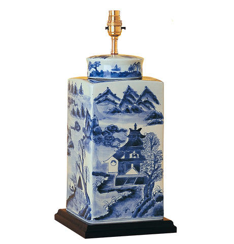 T7-013 - Blue/White Square Lamp with Lid