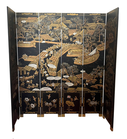 ANT9 - 1920's Shanghai Antique Chinese Hand Painted Screen