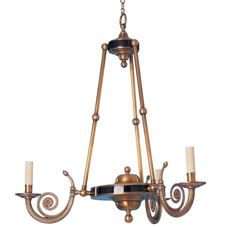 H2-013 - 3 Light Large Curled Arm Empire Chandelier