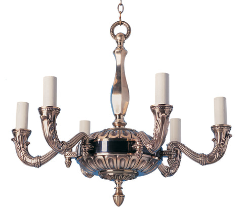 H2-014 - 6 Light Leaf Arm Empire Chandelier