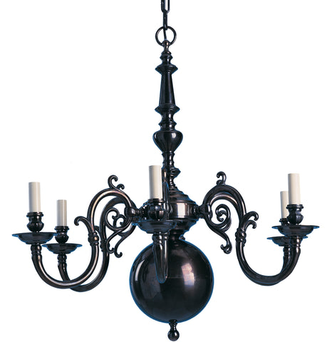 H2-024 - 6 Light Flemish Chandelier with Larger Globe