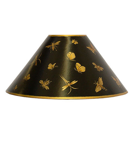 Coolie Hand Painted Card Lampshade - Black Bugs