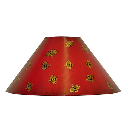 Coolie Hand Painted Card Lampshade - Deep Red Bees