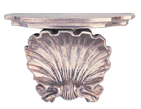 M2-009 - Small Carved Shell Wall Bracket, Silver Finish
