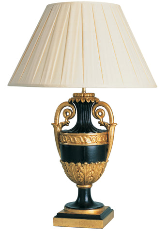 T3-003 - Carved Wooden Urn, Black and Gold Leaf