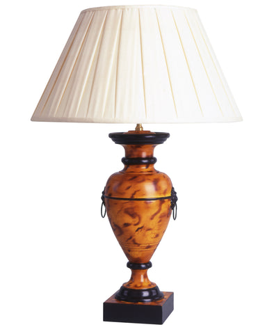 T3-030 - Tole Urn with Lions Handles, Hand Painted Tortoiseshell Finish