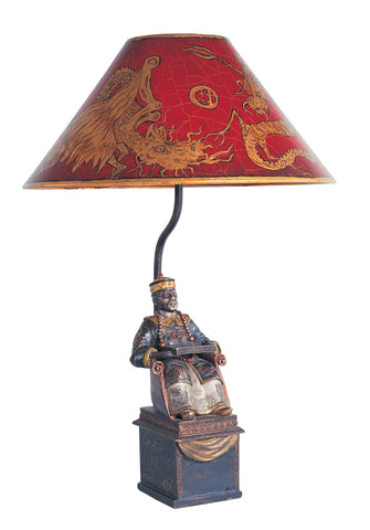 T6-007 - Sitting Mandarin Holding Book Table Lamp