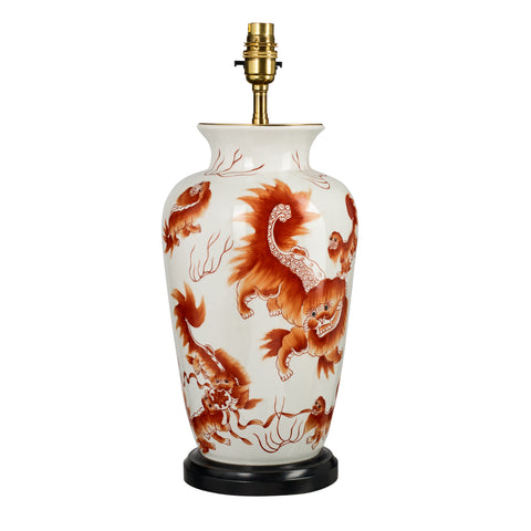 T7-011 - Basket Lamp, Foo Dog Design Ceramic