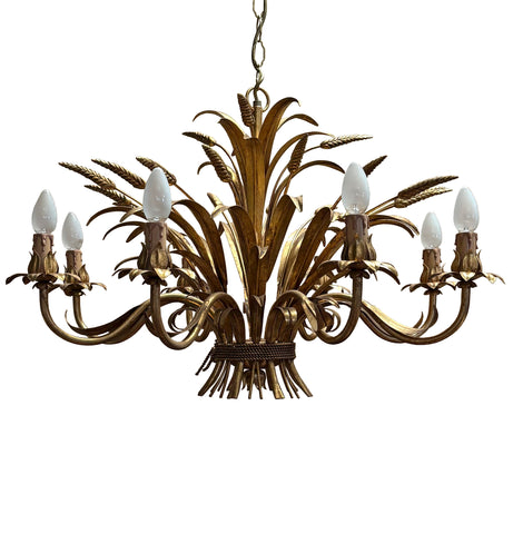 H2-005B - 8-Light Wrought Iron Wheat Chandelier