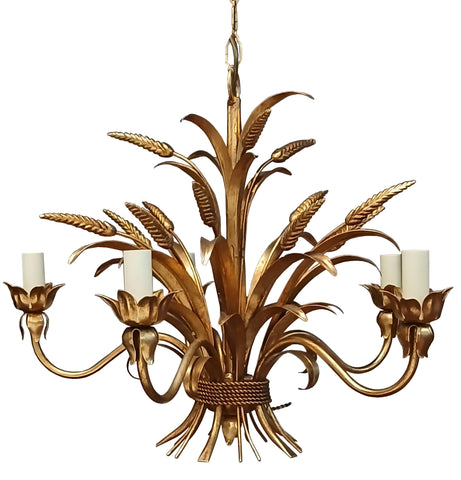H2-005 - 5-Light Wrought Iron Wheat Chandelier