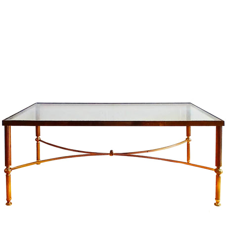 ANT26 - French Neoclassical Brass and Glass Coffee Table