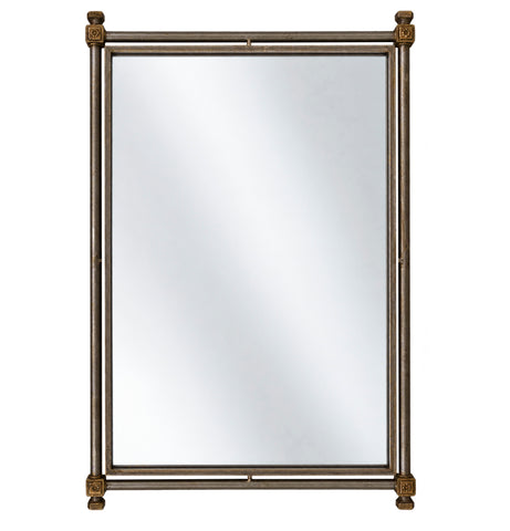 M2-001 - Rossette Rectangular Mirror, Antique Silver