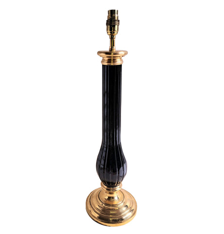 T4-031 - Reeded Glass Georgian Table Lamp - Black Glass