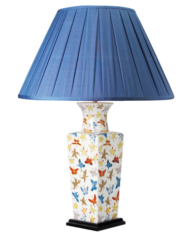 T7-032 - Butterfly Ceramic Square Canton Table Lamp