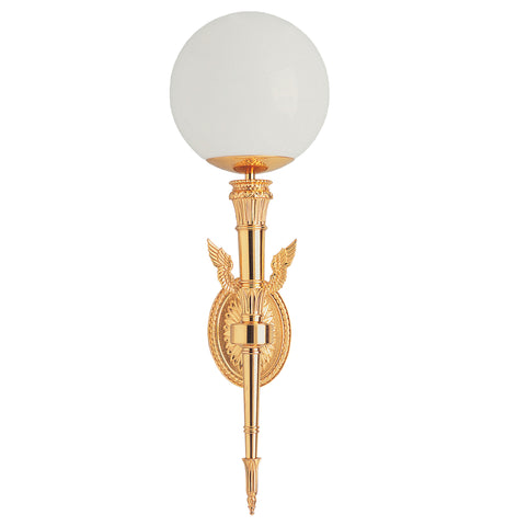 W4-018 - Winged Torch Empire Light with Glass Globe