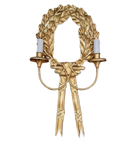 W4-032 - Laurel Wreath Wall Light, Gold Paint