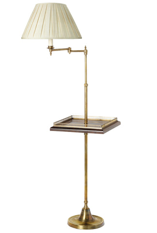 F2-012 - Smartie Minor Swing Arm Floor Lamp with 14" Square Cherrywood Table  and Gothic Rail