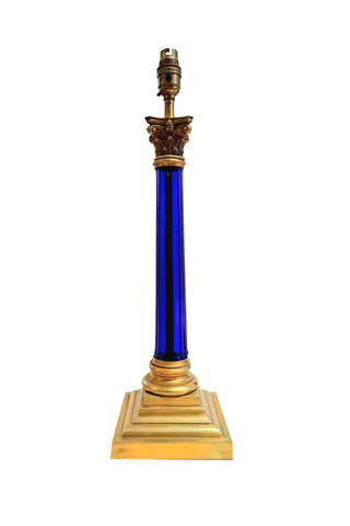 T4-003B - Corinthian Column with Reeded Glass Centre - Blue