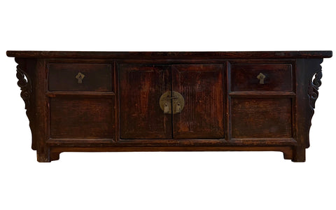 ANT8 - Chinese Antique, Deep Wood, Low Cabinet