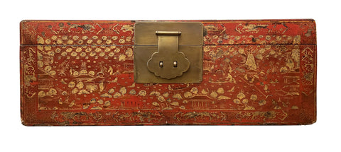 ANT7 - Antique Chinese, Red and Gold Lacquered Chest