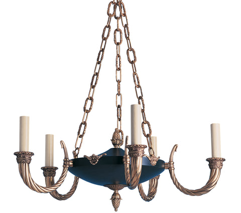 H2-018 - 5 Light Rope Arm Empire Chandelier with Tole Centre