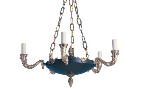 H2-019 - 5 Leaf Arm Empire Chandelier with Tole Centre