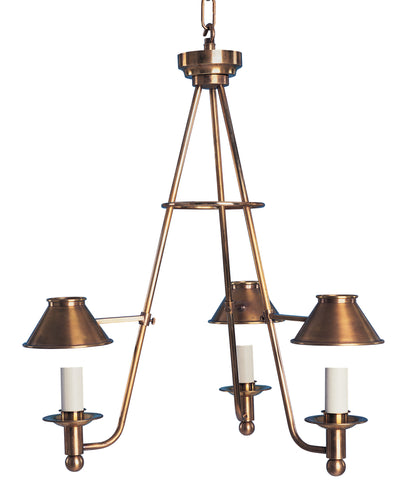 H2-032 - 3 Light Chandelier with Brass Shades