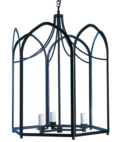 H3-016 - 6 Sided Gothic Lantern, Hand Painted Black