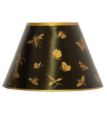 Empire Hand Painted Card Lampshade - Black Bugs